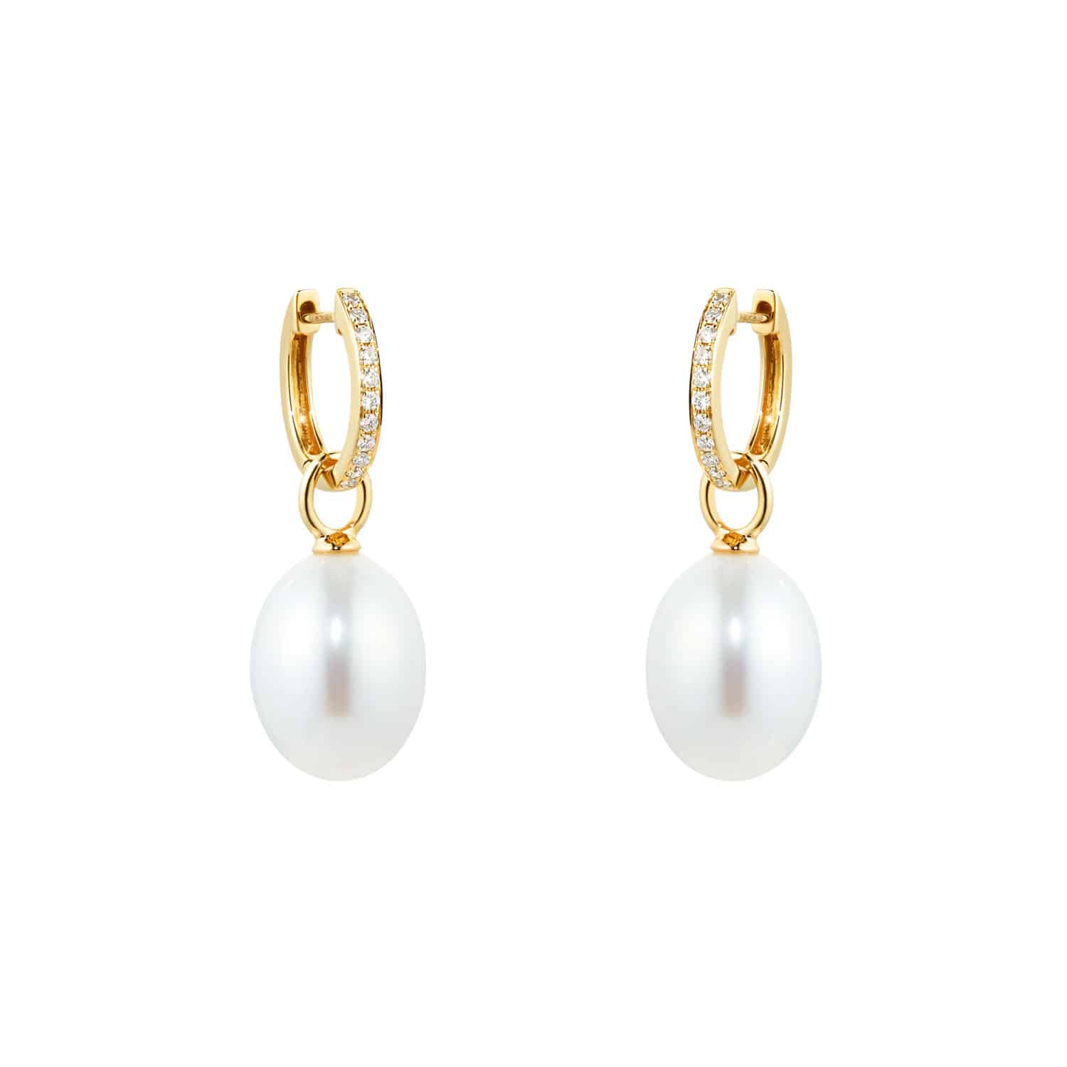 Kiki Classics 18ct Yellow Gold, Pearl Drops With 0.13cttw Diamond Hoop