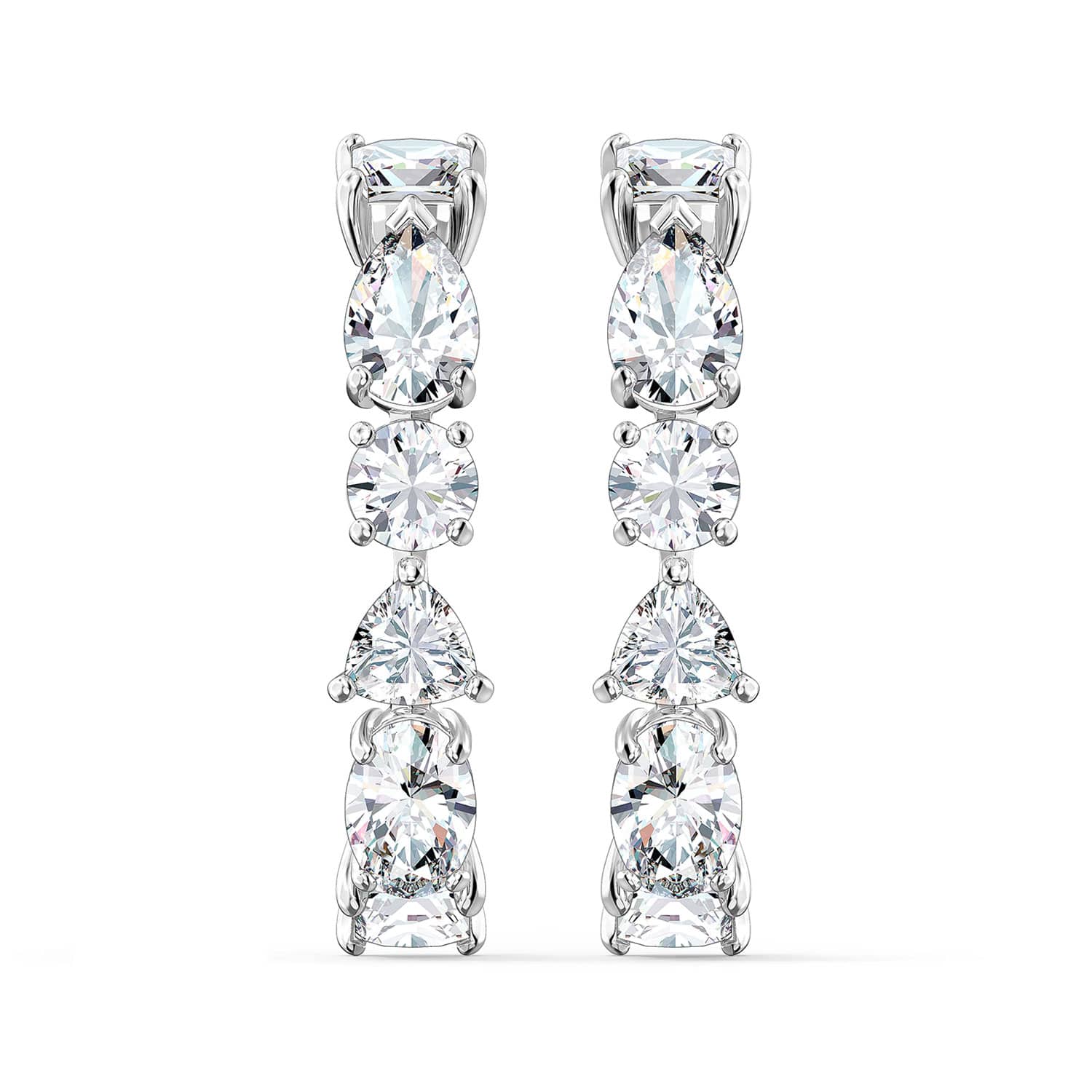 Rhodium Plated Tennis Deluxe Cubic Zirconia Cuff Earrings