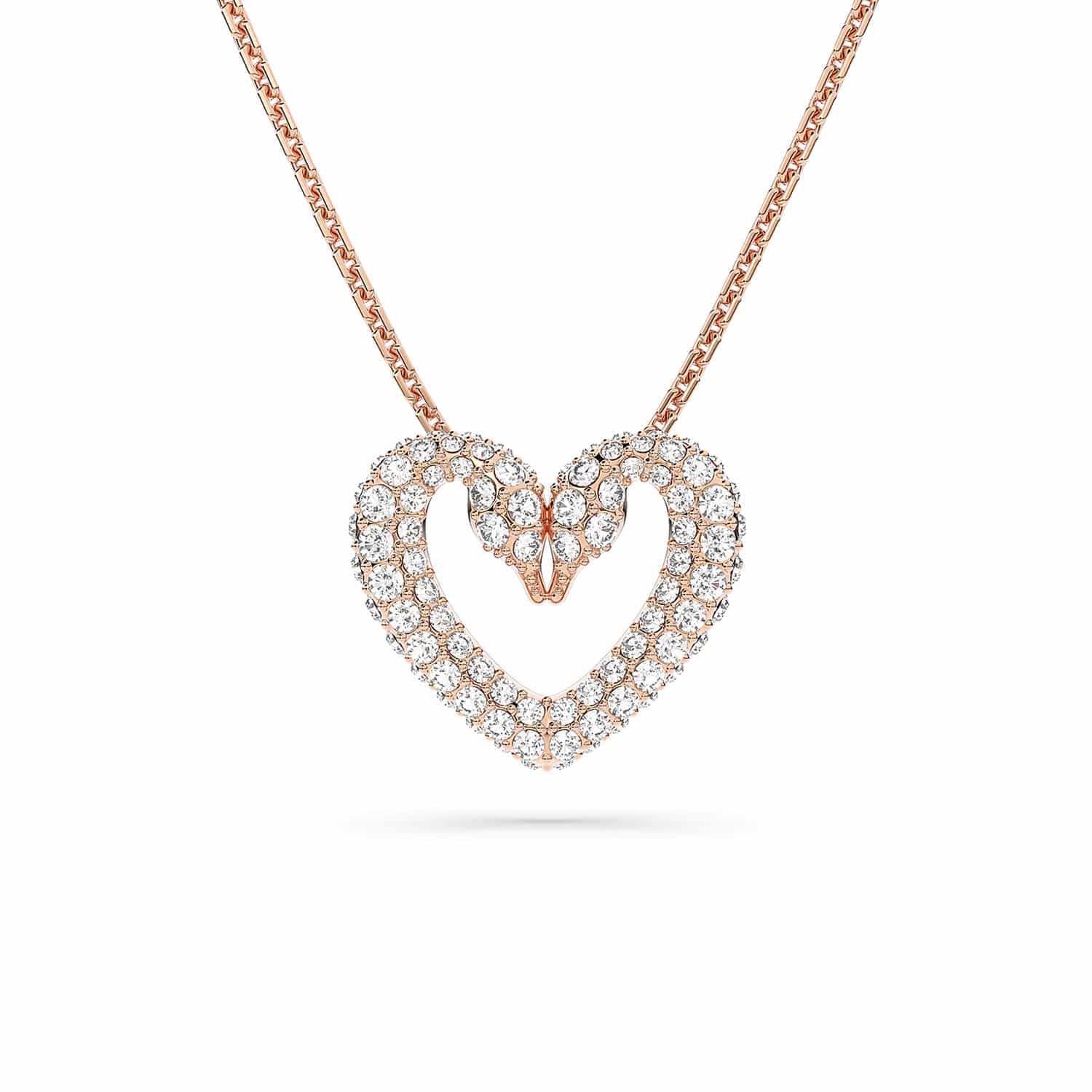 Rose Gold Coloured Una Pave Heart Crystal Pendant