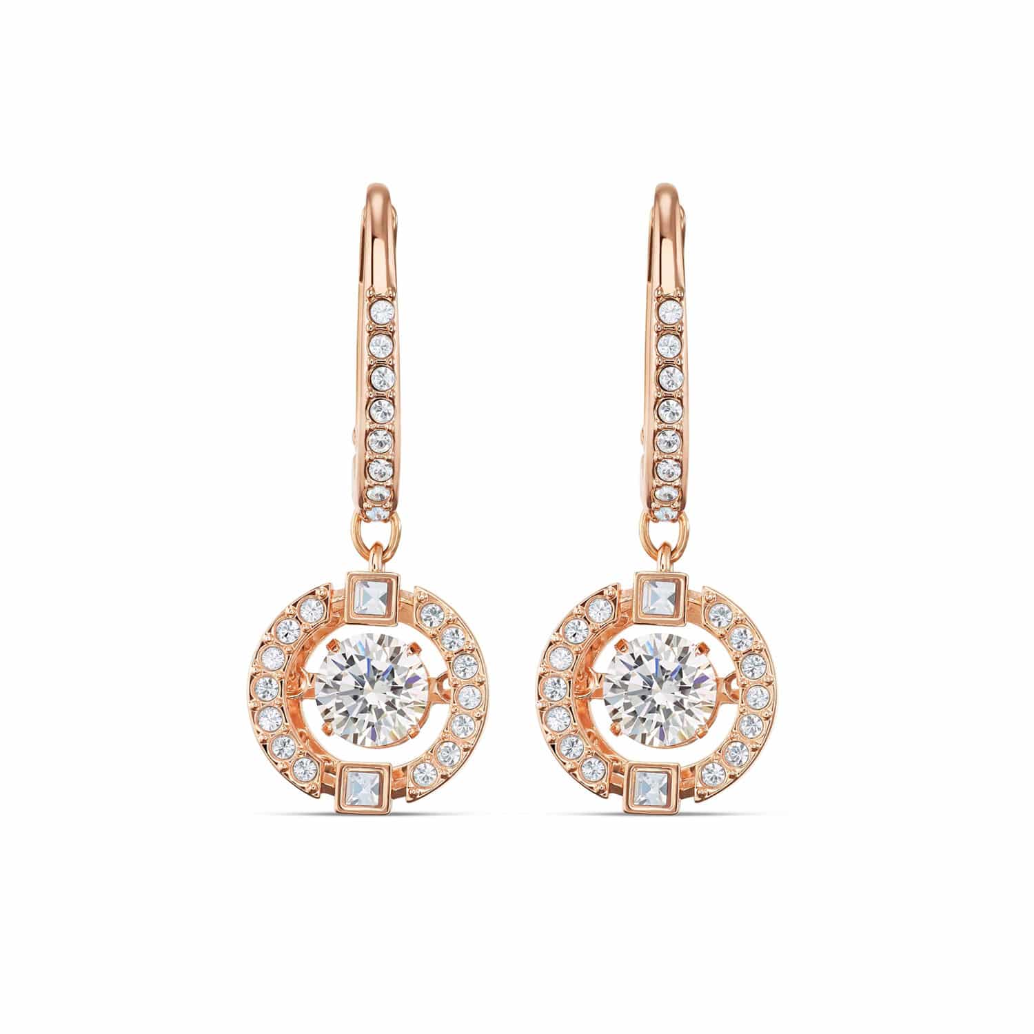 Sparkling Dance Rose Gold Plated Drop Earrings