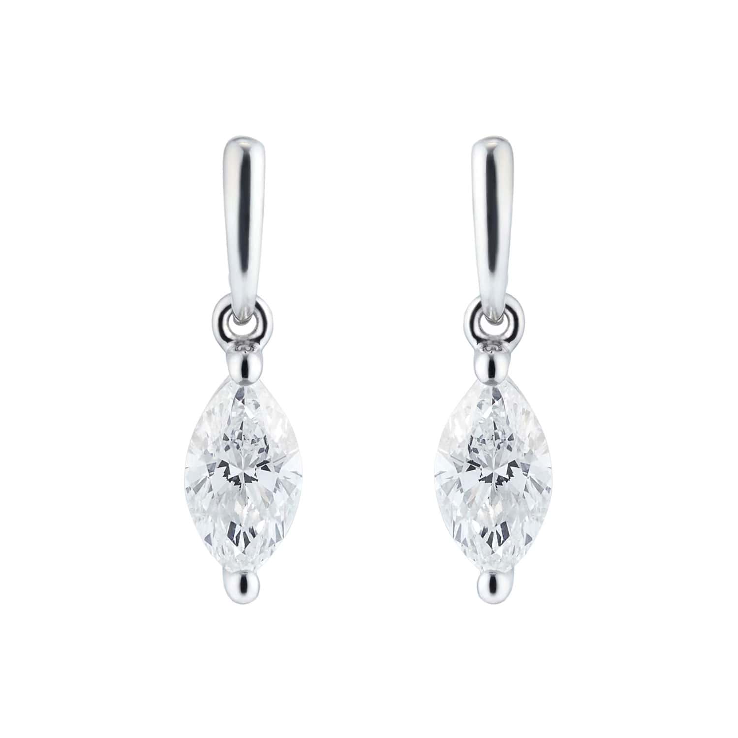 9ct White Gold 0.46cttw Marquise Diamond Drop Earrings